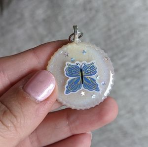 🌈BOGO🌈 Resin Keychain - Dark Blue Butterfly